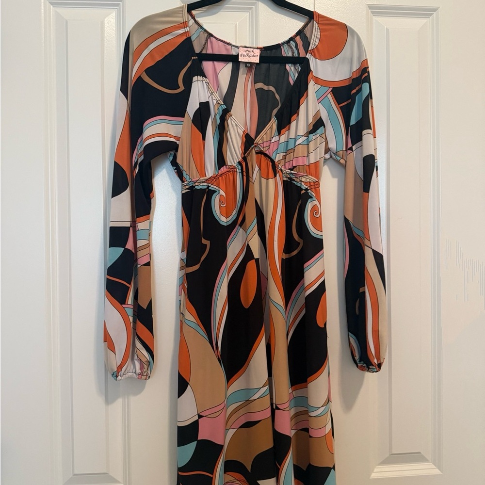 Chic Multicolor Swirl Mini Dress